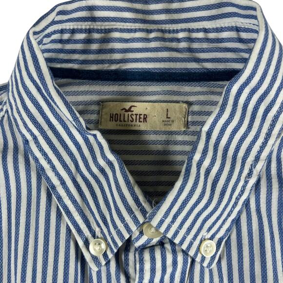 Hollister - Blue Striped Men's Long Sleeve Button Up Shirt - Size: Large - Picture 2 of 9